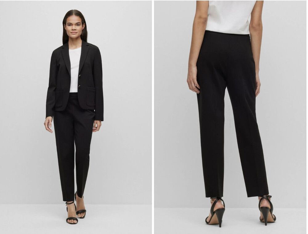 New $150 BOSS Tilunara Slim Fit Ponte Knit Ankle Pants Black Size 4